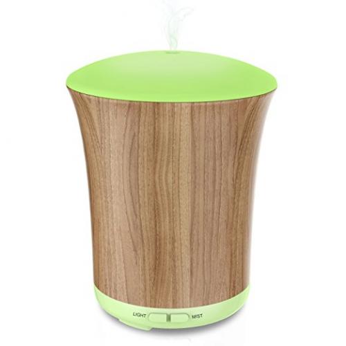 Essential Oil Diffuser, 200 ml Wood Grain Cool Mist Aroma Humidifier with Changing 8 Color LED Lights, Waterless Auto Shut-off and Adjustable Mist Mode for Home Office Bedroom Baby Room by Neloodony 