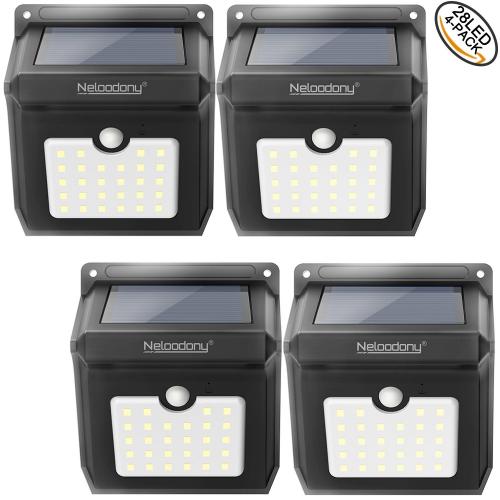 Wireless Solar Motion Sensor Light Waterproof Security Lights with 28 LEDs, Powerful Safelight for Outdoors, Outside Wall, Garden, Patio, Yard, Pathway Weatherproof Outdoor Lighting by Neloodony